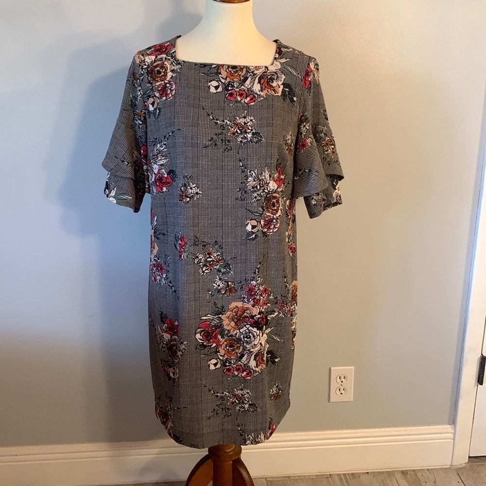 [OVS] Plaid/Floral Dress - Size 38/Medium NWT